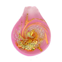 Pink and Gold Handmade Glass Pendant Image